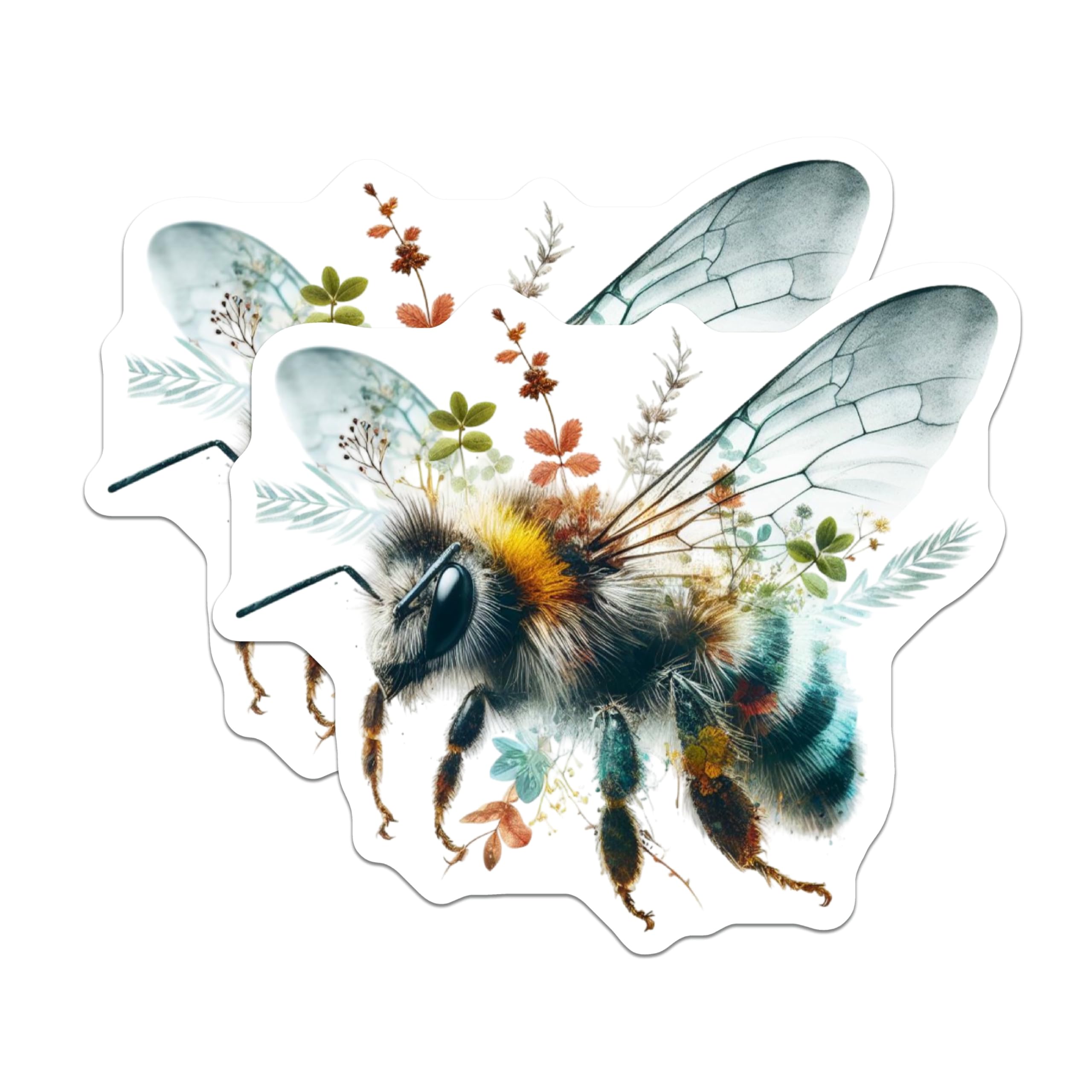 (2 Pack) Honey Bee Magnets - Floral Bee Art - Insect Fridge Decor - 5" On Longest Side - Premium Magnet - for Cars, Refrigerators, Toolboxes, Lockers - Made in USA - MAG14818