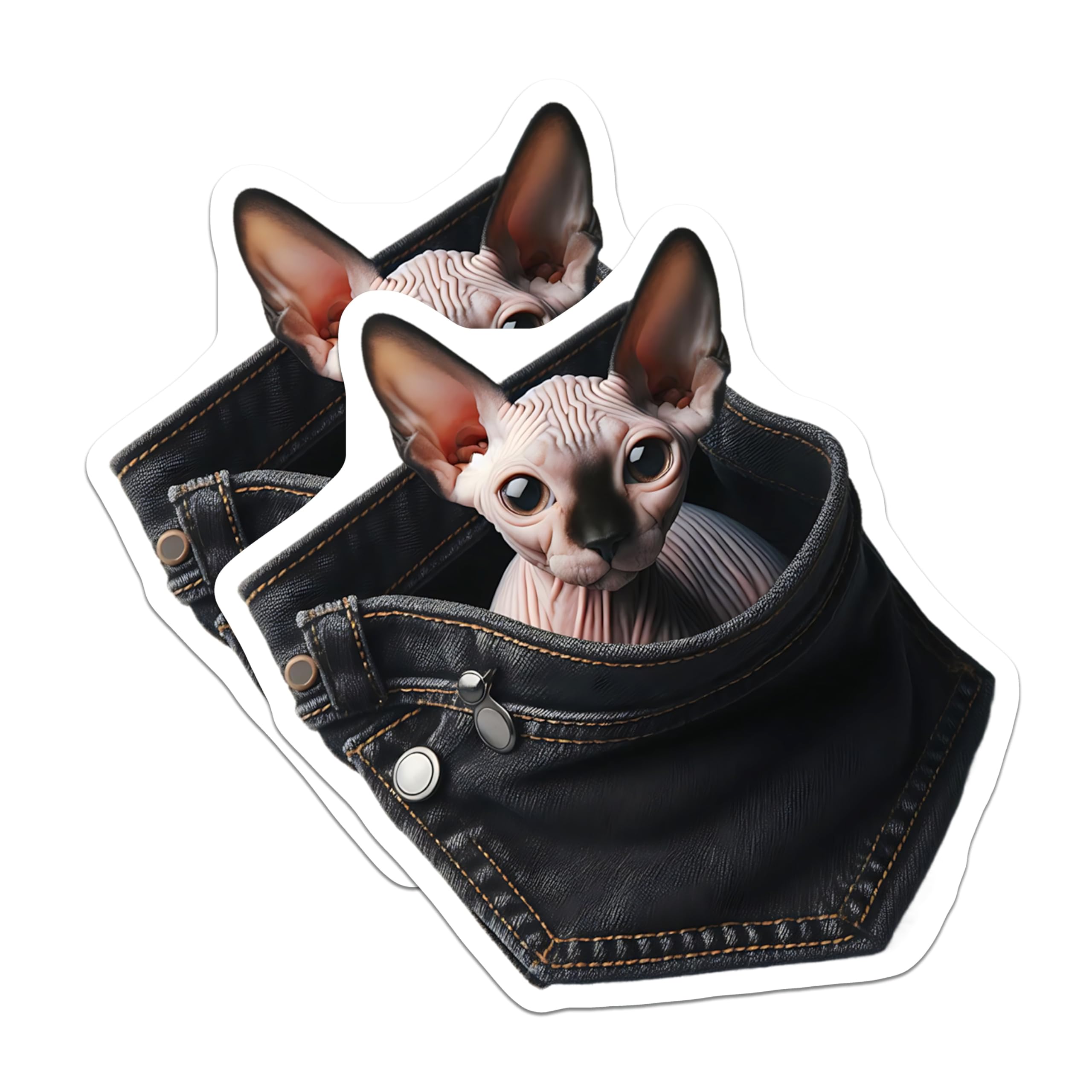 (2 Pack) Sphynx Cat Magnets - Pocket Cat Art - Unique Fridge Magnets - 5" On Longest Side - Premium Magnet - for Cars, Refrigerators, Toolboxes, Lockers - Made in USA - MAG16068