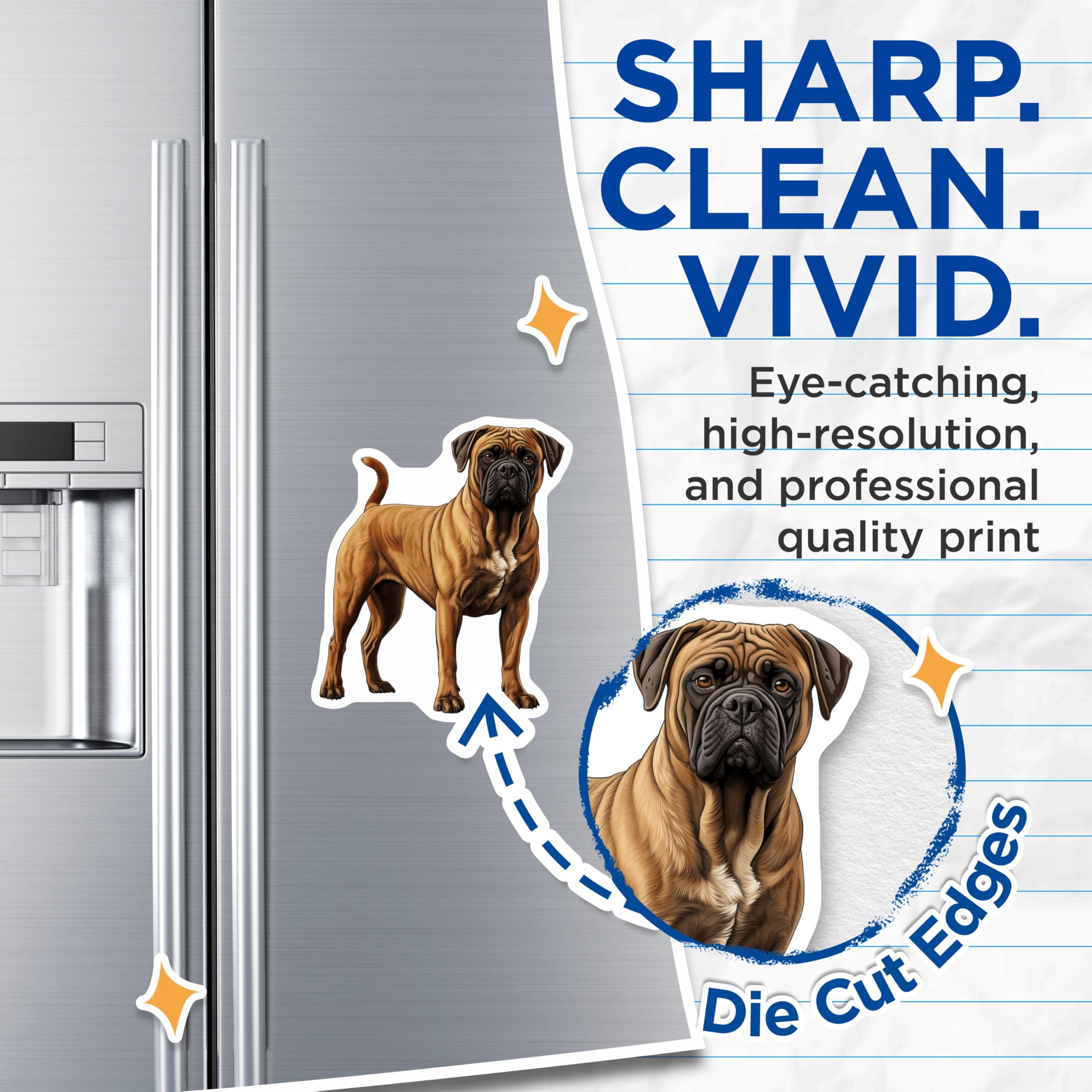 (2 Pack) Bullmastiff Dog Magnets - Breed Specific Art - Pet Lover Refrigerator Decor - Canine Home Accessory - 5 Inches On Longest Side - Thick Durable Magnet - Made in USA - MAG29274