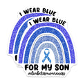 (2 Pack) Diabetes Awareness Magnets - I Wear Blue for My Son - Support Son Decor - 5" On Longest Side - Premium Magnet - for Cars, Refrigerators, Toolboxes, Lockers - Made in USA - MAG17008