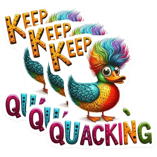 (3 Pack) Rainbow Duck Decals - Keep Quacking - Laptop Decals- 3 Inches On Longest Side - Easy Peel & Apply - Made in USA - 3MCS5118