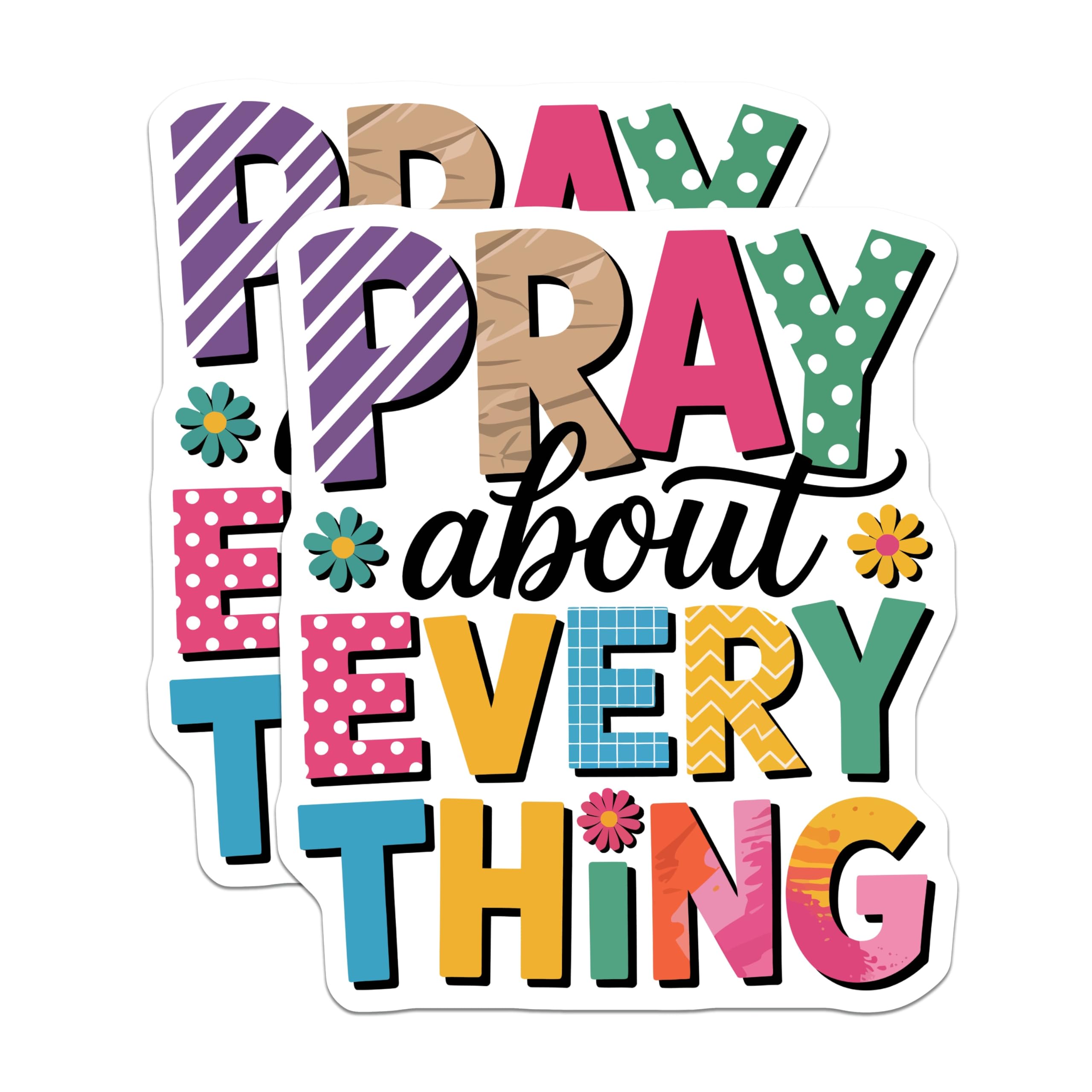 (2 Pack) Pray About Everything Magnets - Christian Inspirational Decor - Religious Faith Reminder - 5 Inches On Longest Side - Thick Durable Magnet - Made in USA - MAG22643