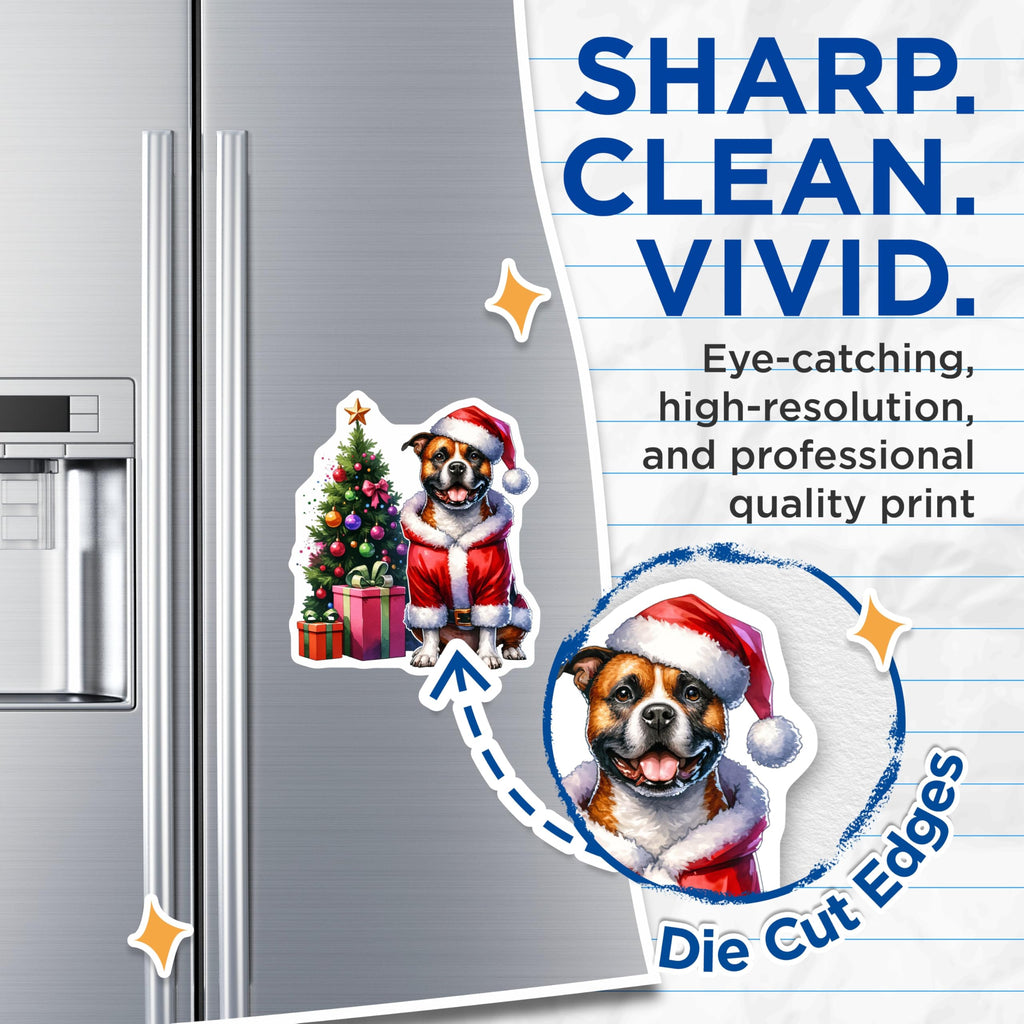 (2 Pack) Santa Dog Christmas Magnets - Holiday Canine Decor - Pet Lover Festive Artwork - 5 Inches On Longest Side - Thick Durable Magnet - Made in USA - MAG30099