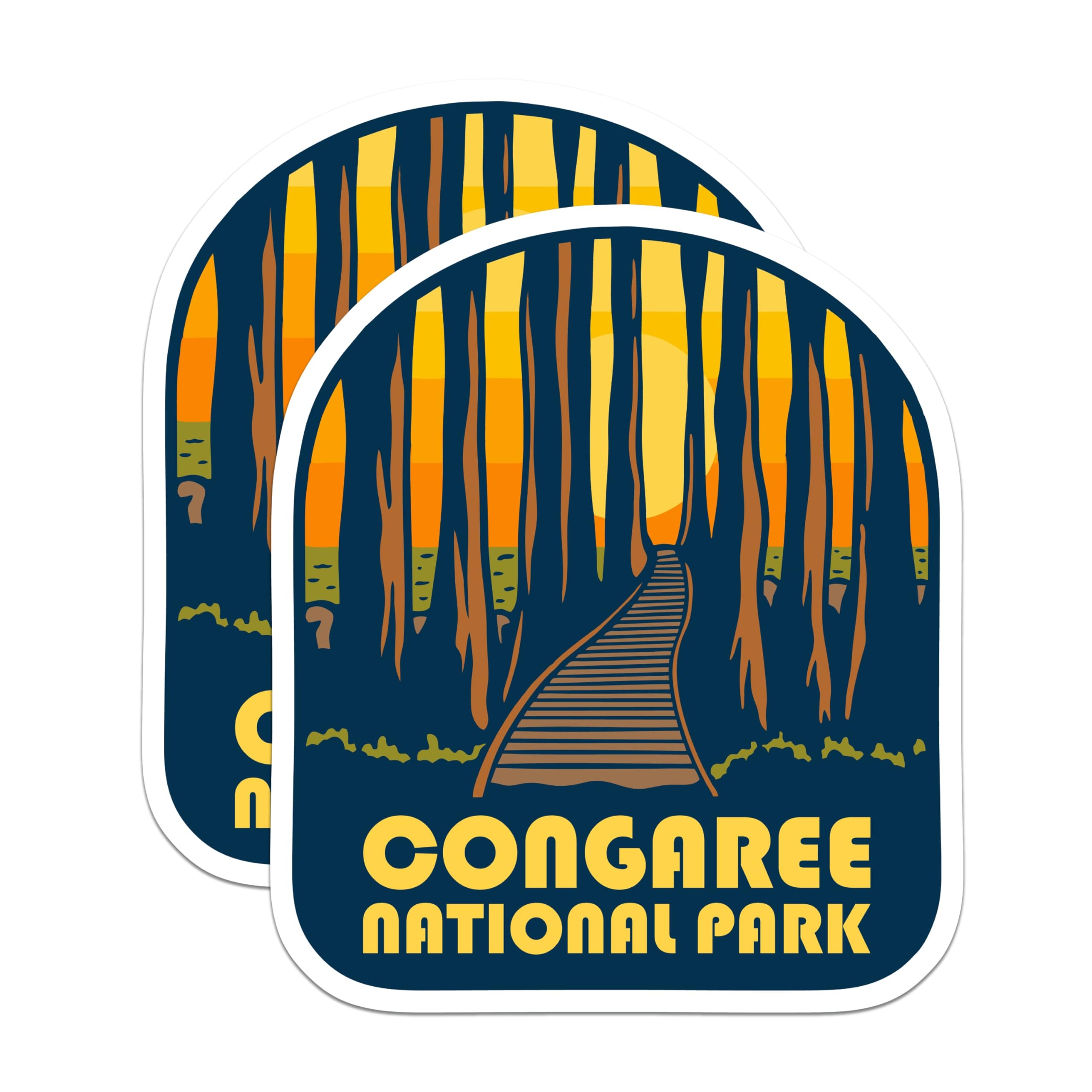 (2 Pack) Congaree National Park Magnets - South Carolina Travel - Park Illustration - 5" On Longest Side - Premium Magnet - for Cars, Refrigerators, Toolboxes, Lockers - Made in USA - MAG17282