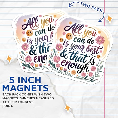(2 Pack) Inspirational Message Magnet - Uplifting Words - 5" On Longest Side - Sticks to Smooth Flat Surfaces - Made in USA - MAG9599