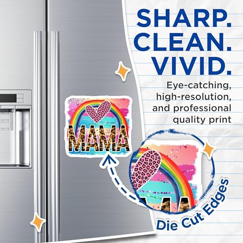 (2 Pack) Mama Rainbow Heart Magnets - Colorful Leopard Print Decorative Magnets - Cute Mama Decor for Fridge - 5" On Longest Side - for Cars, Fridges, Toolboxes - Made in USA - MAG5640