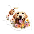 (2 Pack) Golden Retriever Dog Magnets - Happy Floral Canine Artwork - Refrigerator Locker Accent Decor - 5 Inches On Longest Side - Thick Durable Magnet - Made in USA - MAG24659