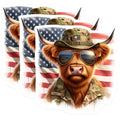 (3 Pack) American Highland Cow Decals - Patriotic Animal - Camo Hat Aviators Decals- 3 Inches On Longest Side - Easy Peel & Apply - Made in USA - 3MCS5132