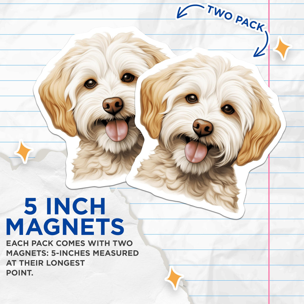(2 Pack) Goldendoodle Magnets - Cute Dog Decor - Pet Owner Accessory - 5 Inches On Longest Side - Thick Durable Magnet - Made in USA - MAG26233