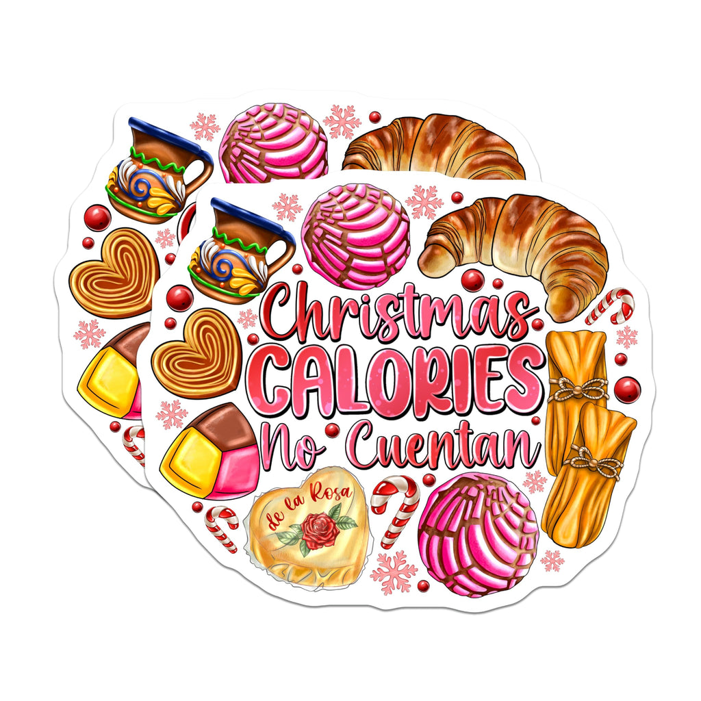 (2 Pack) Christmas Calories No Cuentan Magnets - Mexican Pan Dulce Food - Latina Holiday Kitchen Decor - 5 Inches On Longest Side - Thick Durable Magnet - Made in USA - MAG29283