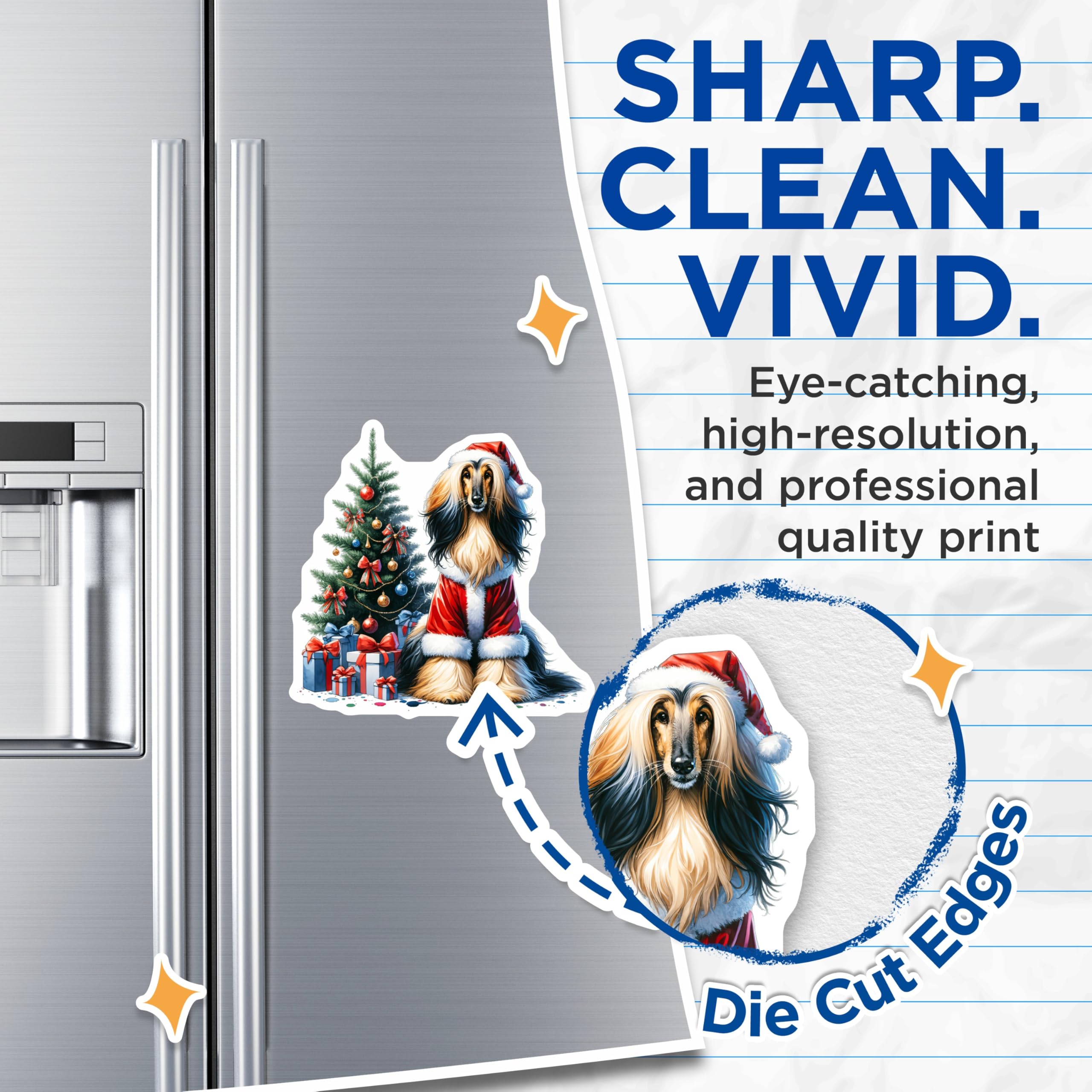 (2 Pack) Afghan Hound Christmas Magnets - Santa Dog Holiday Fridge Decor - Pet Lover Festive Art - 5 Inches On Longest Side - Thick Durable Magnet - Made in USA - MAG25426