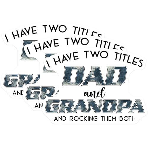 (3 Pack) Dad and Grandpa Decals - Two Titles - Rocking Them Both - 3 Inches On Longest Side - Easy Peel & Apply - Made in USA - 3MCS2012