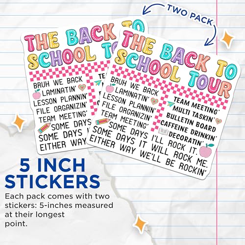 (2 Pack) The Back to School Tour Stickers - 5" On Longest Side - Sticks to Smooth Flat Surfaces - Made in USA - BMCS9109 - BMCS9109