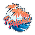 (2 Pack) Paphos Magnets - Cyprus Travel Souvenir Collectibles - Tropical Palm Tree Ocean Waves Fridge Decor - 5 Inches On Longest Side - Thick Durable Magnet - Made in USA - MAG19367