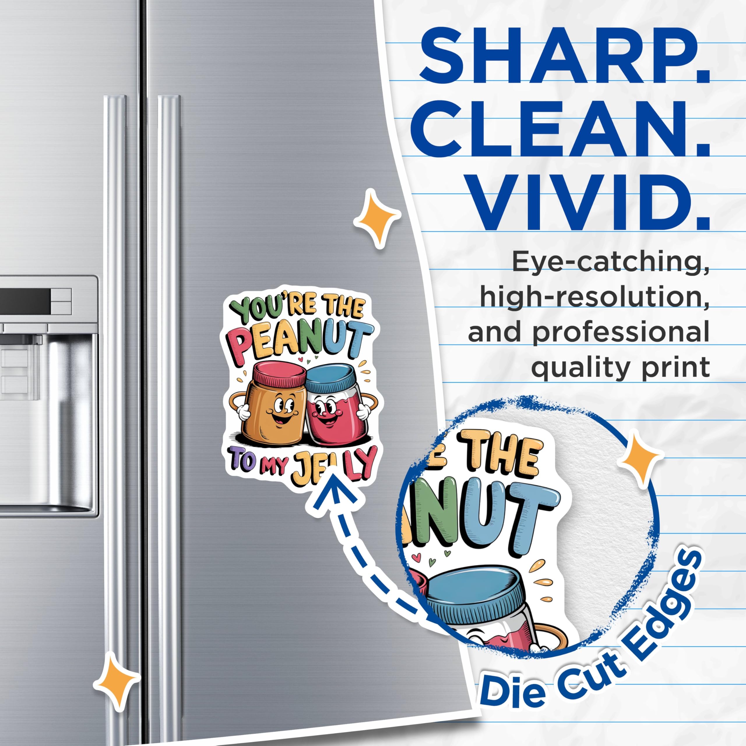 (2 Pack) You're The Peanut to My Jelly Magnets - Cute Couple Magnets - Fun Kitchen - Refrigerator Magnets - 5" On Longest Side - for Cars, Fridges, Toolboxes - Made in USA - MAG4618