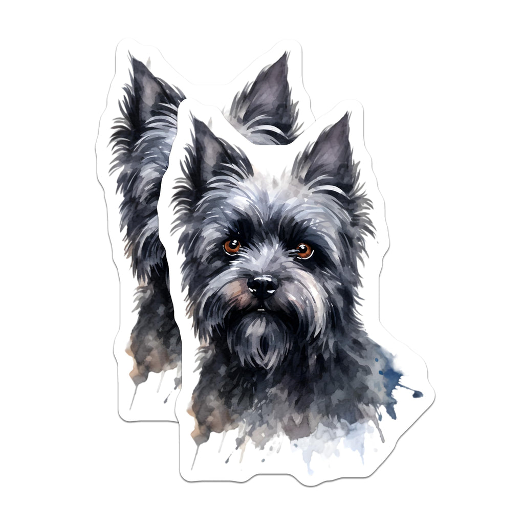 (2 Pack) Black Terrier Dog Magnets - Watercolor Pet Art - Dog Lover Fridge Decor - Canine Friend Home Accent - 5 Inches On Longest Side - Thick Durable Magnet - Made in USA - MAG29925