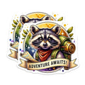 (2 Pack) Adventure Awaits Stickers - Raccoon Hiking Stickers - Nature Lover Stickers for Water Bottles and Laptops - 5" On Longest Side - Sticks to Smooth Flat Surfaces - Made in USA - BMCS4533