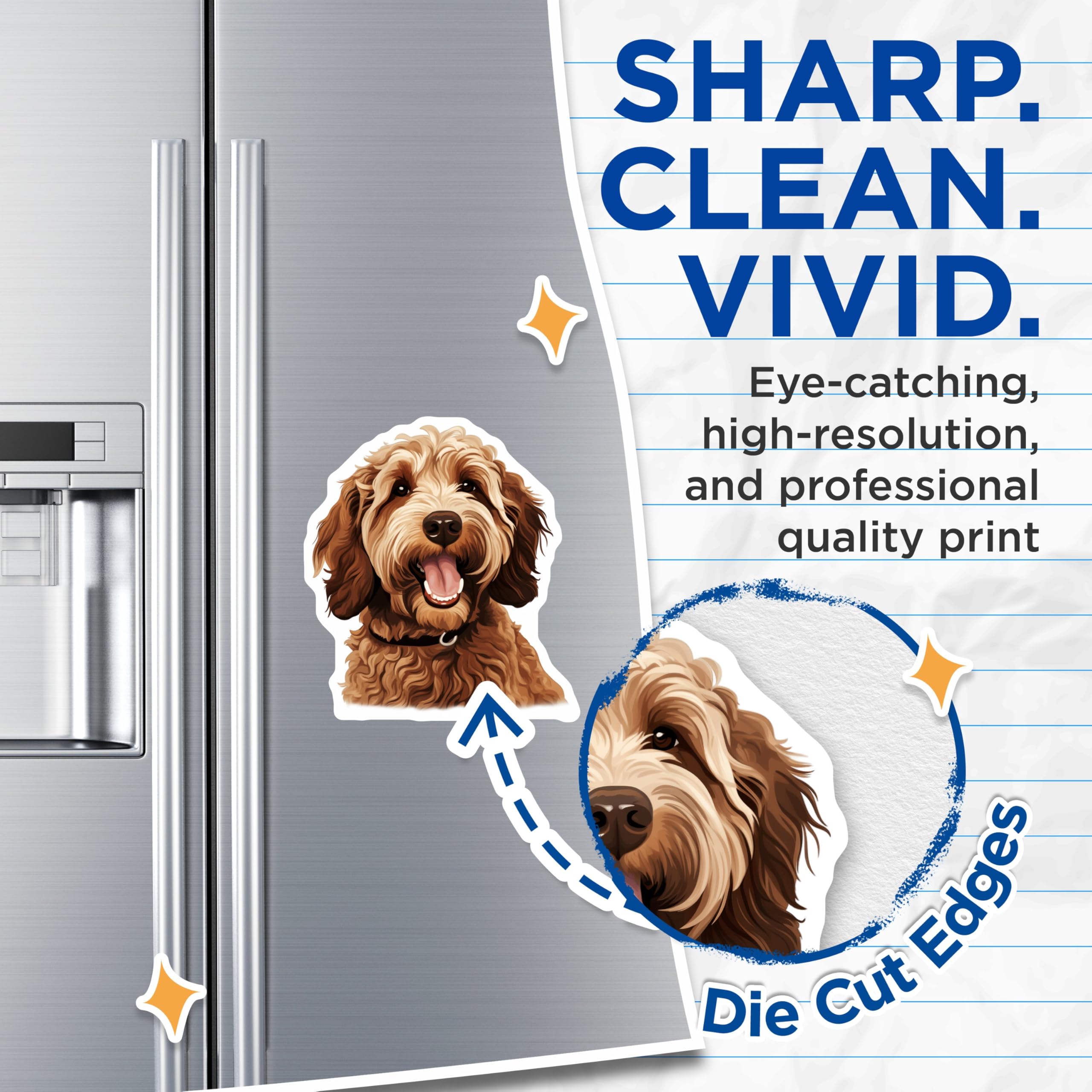 (2 Pack) Goldendoodle Magnets - Happy Dog Lover Decor - Pet Parent Refrigerator Art - 5 Inches On Longest Side - Thick Durable Magnet - Made in USA - MAG26900