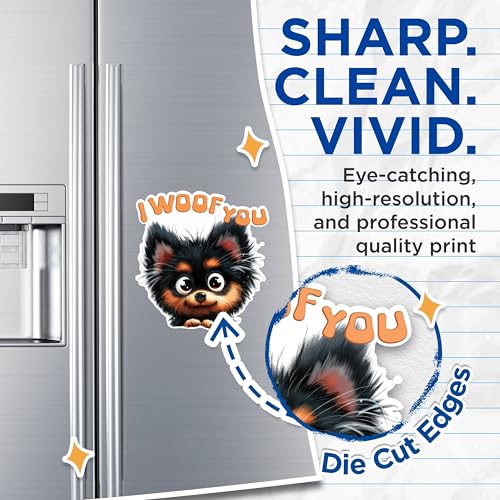 (2 Packs) I Woof You Cute Dog Breed Magnets - Fluffy Dog Breed Magnets - 5 Inches On Longest Side - Premium Magnet - for Fridges, Toolboxes, Cars - Made in USA - MAG2362