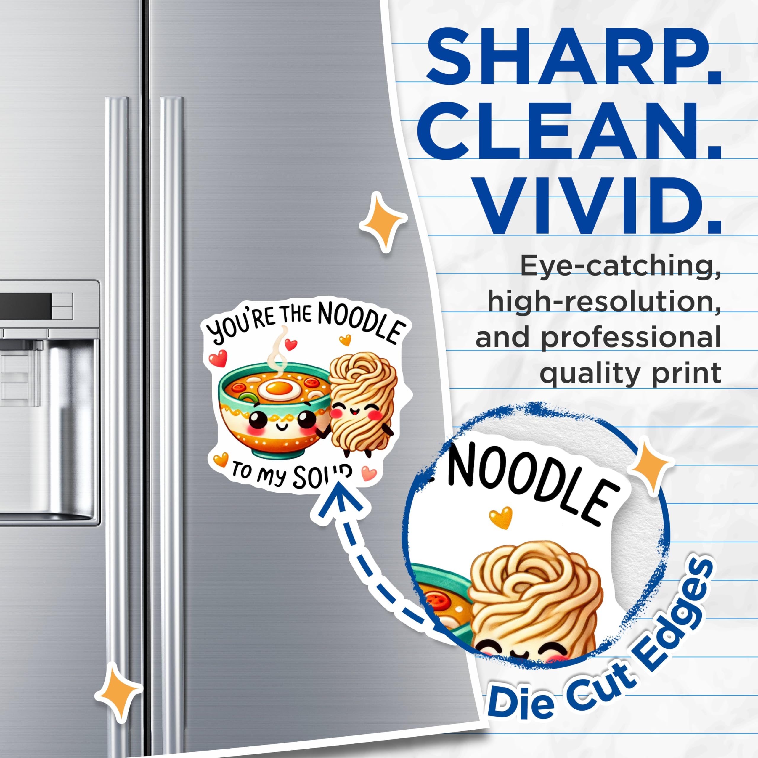 (2 Pack) You're The Noodle to My Soup Magnets - Cute Food Magnets - Fun Kitchen Decor Magnets - 5" On Longest Side - for Cars, Refrigerators, Toolboxes, Lockers - Made in USA MAG3538