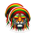 (2 Pack) Rasta Lion Magnets - Cool Tiger Magnets - Colorful Animal Magnets - 5" On Longest Side - for Cars, Fridges, Toolboxes - Made in USA - MAG4384