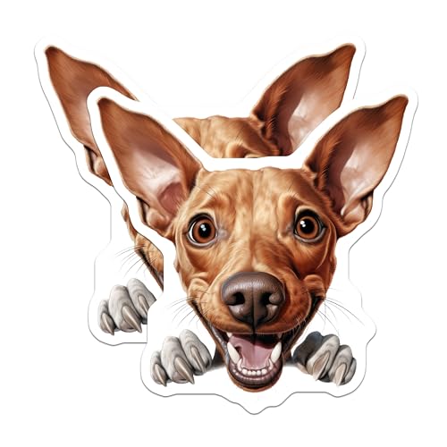 (2 Pack) Cute Dog Stickers - Puppy Face Decal - Funny Pet Sticker for Laptops - 5" On Longest Side - Sticks to Smooth Flat Surfaces - Made in USA - BMCS9935