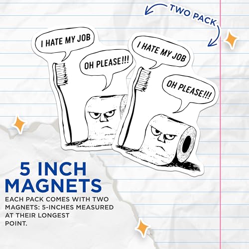 (2 Pack) I Hate My Job Magnets - Funny Magnet - Humorous Home Office Decoration - 5" On Longest Side - for Cars, Fridges, Toolboxes - Made in USA - MAG5596