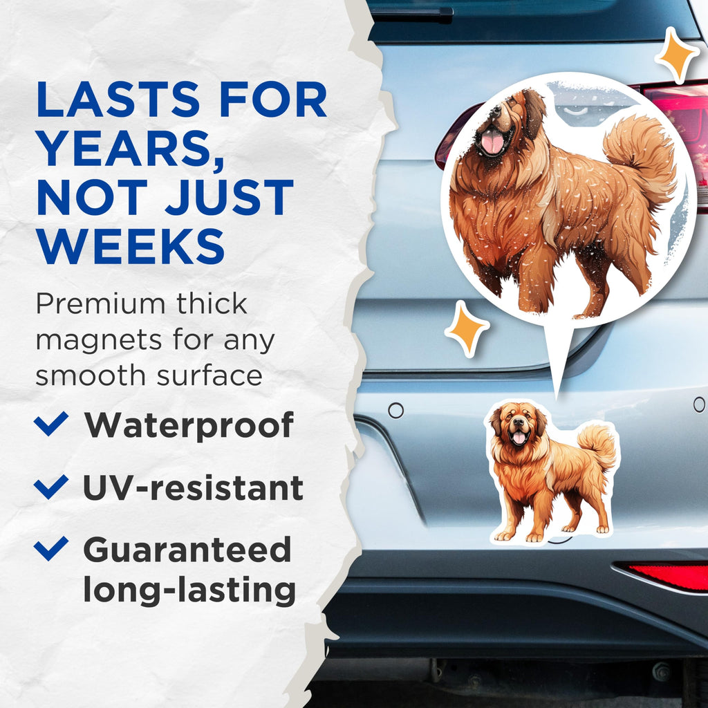 (2 Pack) Tibetan Mastiff Dog Magnets - Large Breed Pet Owner - Animal Lover Refrigerator Decor - Fluffy Canine Art - 5 Inches On Longest Side - Thick Durable Magnet - Made in USA - MAG27635