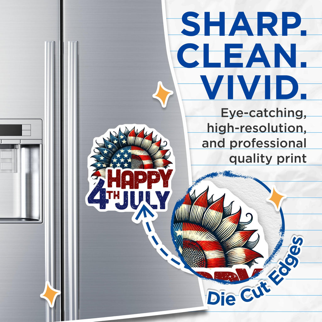 (2 Pack) Happy 4th July Magnets - 5" On Longest Side - for Cars, Fridges, Toolboxes - Made in USA - MAG7873