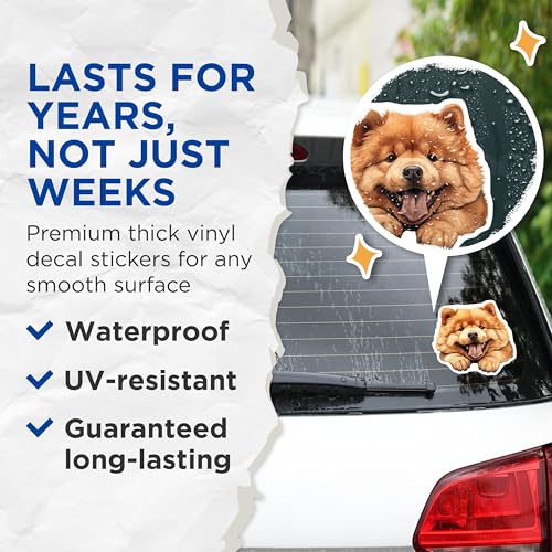 (2 Pack) Cute Dog Stickers - Adorable Pet Stickers - Animal Lover Decal - 5" On Longest Side - Sticks to Smooth Flat Surfaces - Made in USA - BMCS9933
