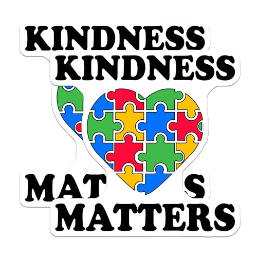 (2 Pack) Kindness Matters Magnets - Puzzle Heart Magnets - Colorful Puzzle Piece Magnets - 5" On Longest Side - for Cars, Fridges, Toolboxes - Made in USA - MAG5615
