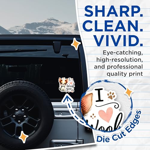 (2 Packs) I Woof You Cute Puppy Stickers - Love Dogs Pet Mom Dad Decals - 5 Inches On Longest Side - Premium Vinyl Decal - Sticks to Any Smooth Flat Surface - Made in USA - BMCS2335