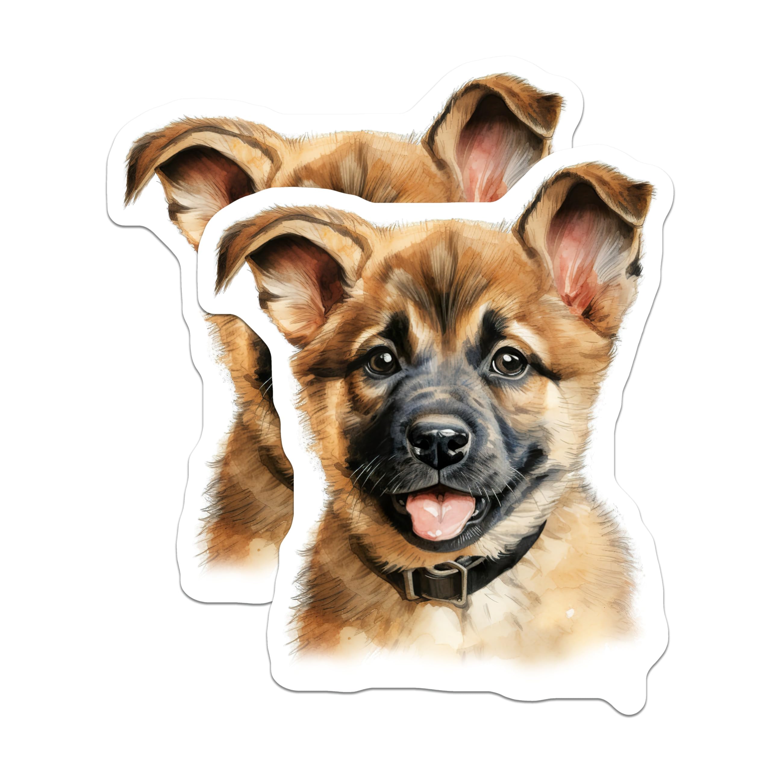 (2 Pack) German Shepherd Puppy Magnets - Cute Dog Artwork - Fridge Locker Decor - 5 Inches On Longest Side - Thick Durable Magnet - Made in USA - MAG24754