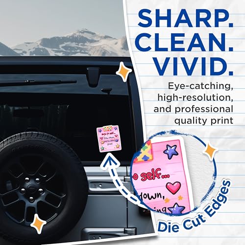 (2 Pack) Note to Self Stickers - Inspirational Reminder - Motivational Quote - 5" On Longest Side - Sticks to Smooth Flat Surfaces - Made in USA - BMCS8322