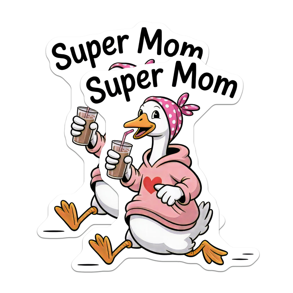(2 Pack) Super Mom Magnets - Funny Busy Parent Life - Refrigerator Decoration - Cute Goose Message - 5 Inches On Longest Side - Thick Durable Magnet - Made in USA - MAG39309