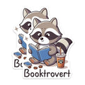 (2 Pack) Booktrovert Stickers - Cute Raccoon Reading - Animal Sticker - 5" On Longest Side - Sticks to Smooth Flat Surfaces - Made in USA - BMCS6219