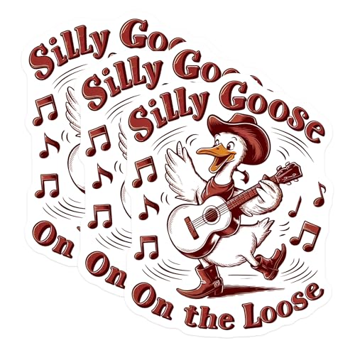 (3 Pack) Silly Goose Decals - Guitar Playing Goose Sticker - Country Music Decals - 3 Inches On Longest Side - Easy Peel & Apply - Made in USA - 3MCS4629