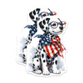 (2 Pack) Dalmatian Dog Stickers - Cute Puppy - American Flag Scarf - Playful Pet Decor - 5" On Longest Side - Sticks to Smooth Flat Surfaces - Made in USA - BMCS6440