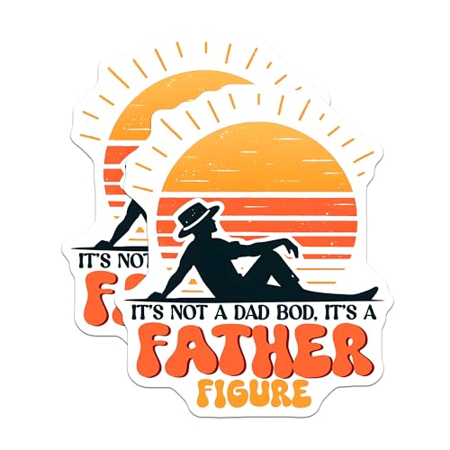 (2 Pack) Father Figure Dad BOD Stickers - Funny Jokes - Father's Day from Kids - 5" On Longest Side - Sticks to Smooth Flat Surfaces - Made in USA - BMCS7483