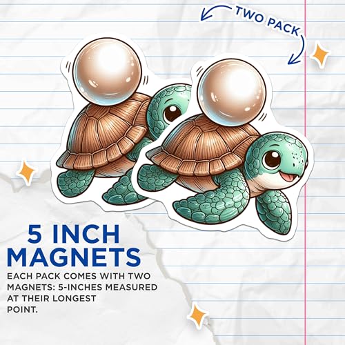 (2 Pack) Ocean Life Decor Magnet - Kids Room Wall Art - 5" On Longest Side - Sticks to Smooth Flat Surfaces - Made in USA - MAG10091