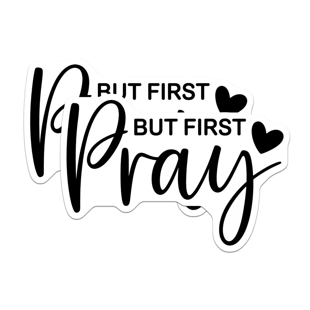 (2 Pack) But First Pray Magnets - Christian Inspired - Inspirational Reminder - 5" On Longest Side - Premium Magnet - for Cars, Refrigerators, Toolboxes, Lockers - Made in USA - MAG14690