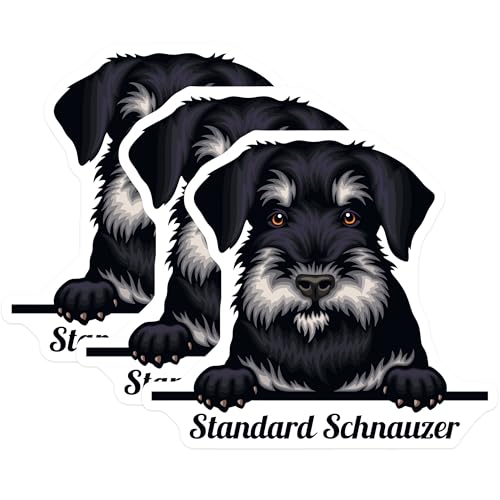 (3 Pack) Standard Schnauzer Decals - Dog Breed Stickers - Pet Lover Decor - 3 Inches On Longest Side - Easy Peel & Apply - Made in USA - 3MCS2994