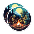 (2 Pack) Bigfoot Magnets - Astronaut Campfire Scene - Mountain Wilderness Explorer - Cryptid Folk Art Decor - 5 Inches On Longest Side - Thick Durable Magnet - Made in USA - MAG21723