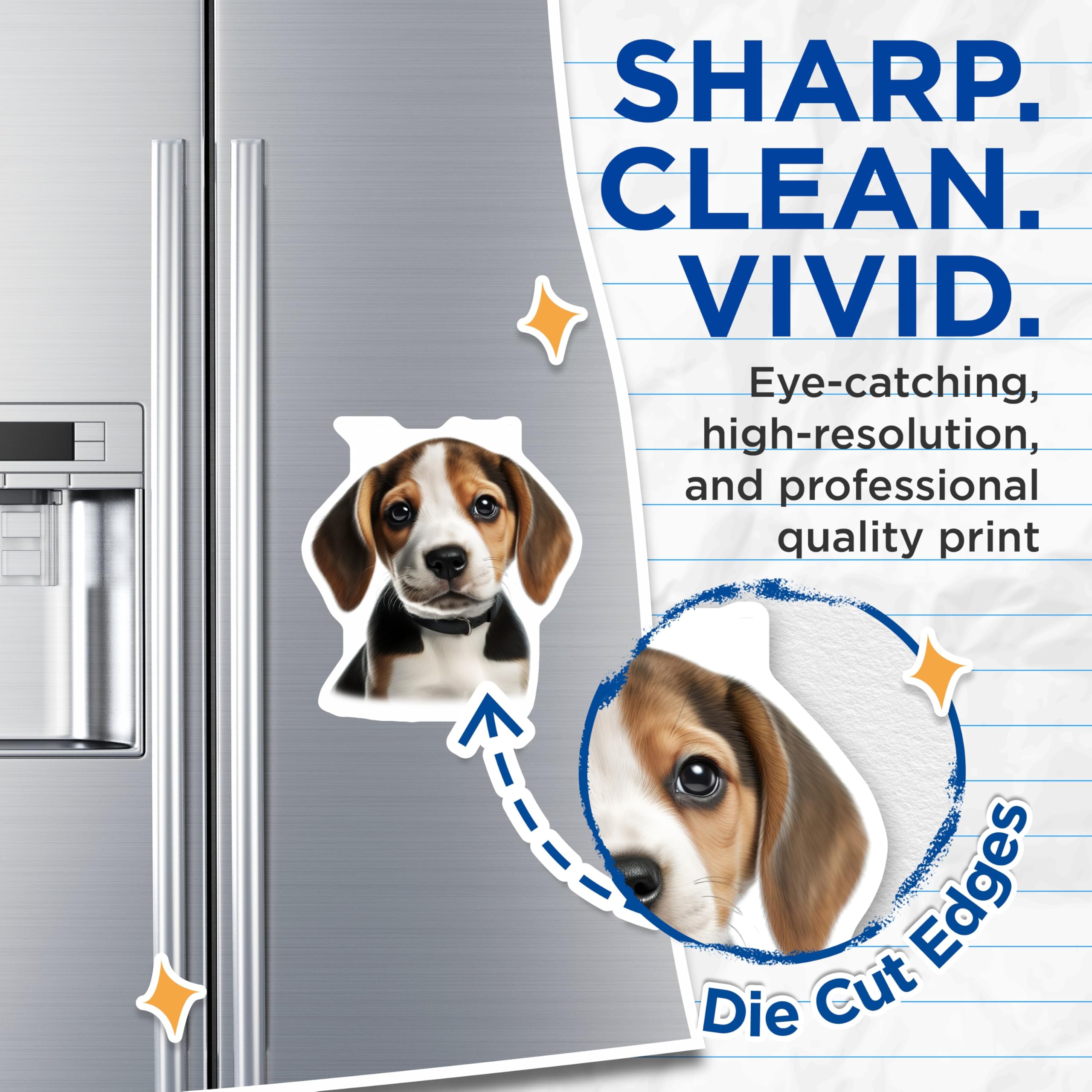(2 Pack) Cute Beagle Puppy Magnets - Dog Mom Accessories - Animal Lover Refrigerator Decor - 5 Inches On Longest Side - Thick Durable Magnet - Made in USA - MAG25415