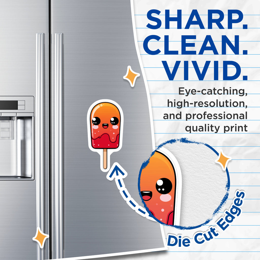 (2 Pack) Happy Popsicle Magnets - Kawaii Ice Pop Fridge Decor - Fun Summer Locker Magnet - 5 Inches On Longest Side - Thick Durable Magnet - Made in USA - MAG38813