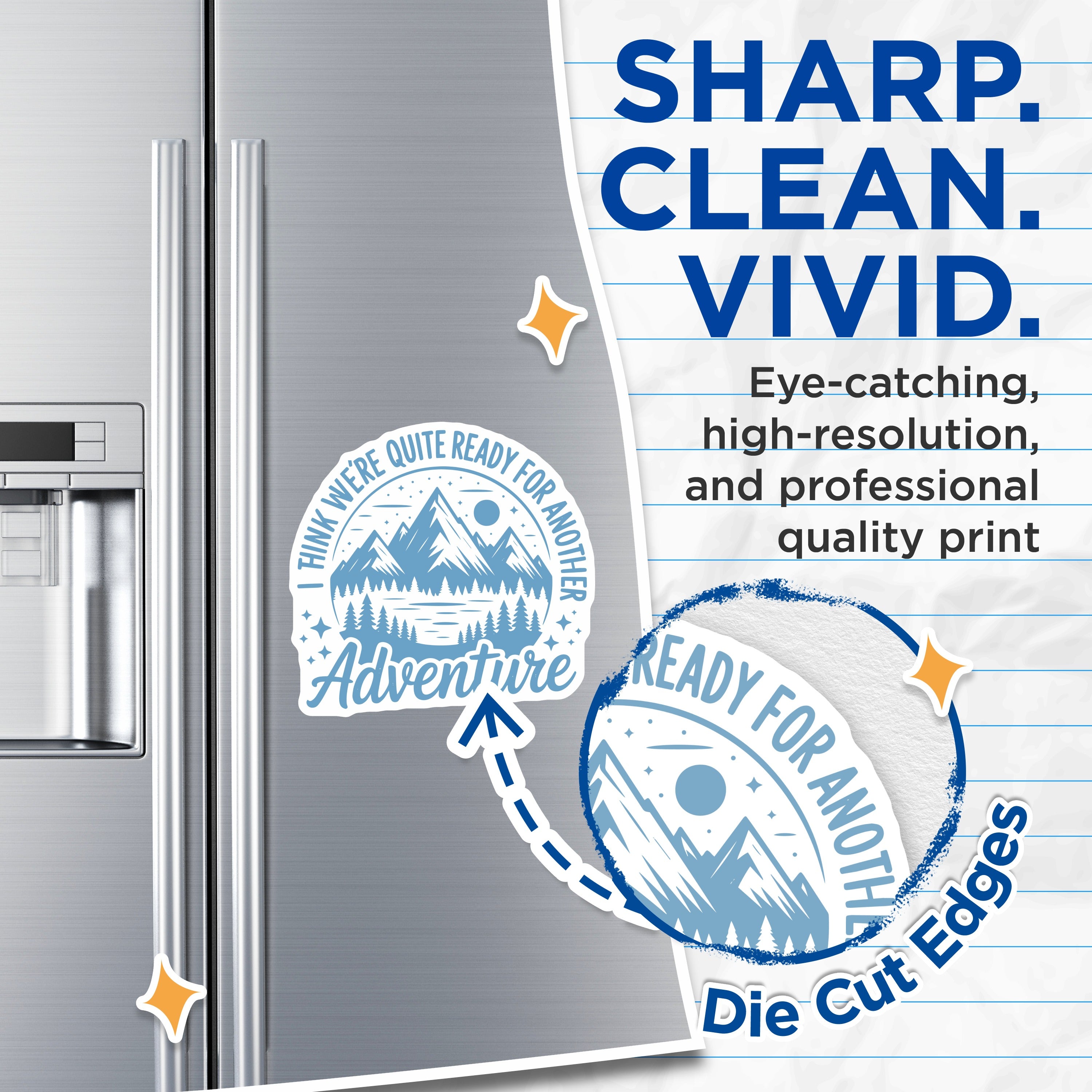 (2 Pack) Outdoor Adventure Magnets - Mountain Lake View Refrigerator Decor - Wanderlust Quote - 5 Inches On Longest Side - Thick Durable Magnet - Made in USA - MAG39578