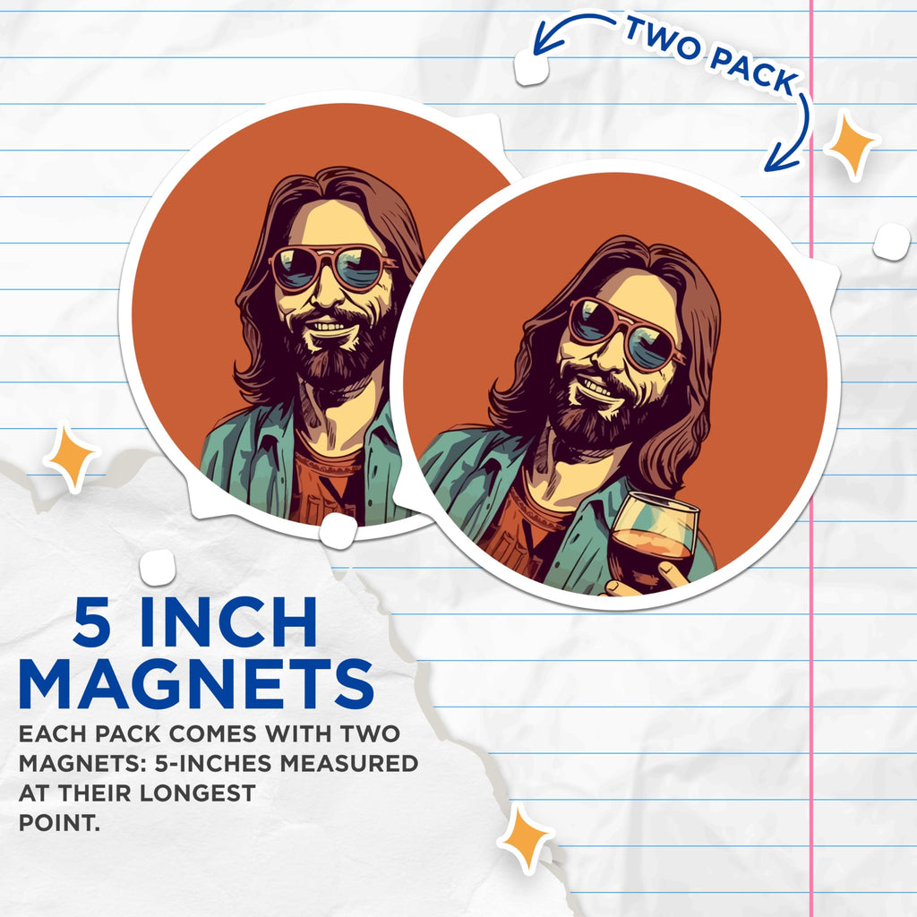 (2 Pack) The Dude Magnets Big Lebowski Fan - Abide Movie Lover Refrigerator - Retro Pop Culture Bar Decor - 5 Inches On Longest Side - Thick Durable Magnet - Made in USA - MAG30445