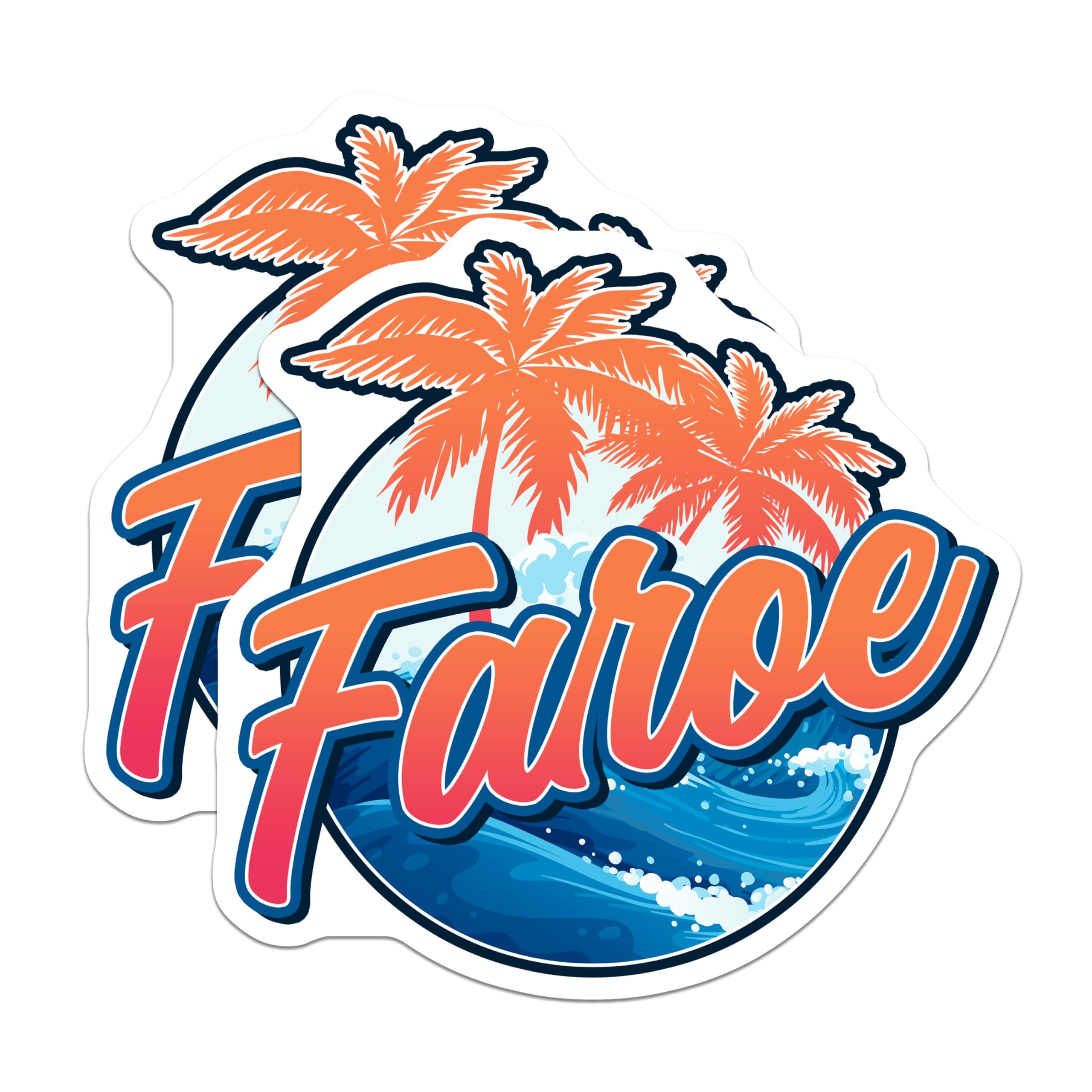 (2 Pack) Faroe Islands Magnets - Tropical Palm Decor - Vacation Destination Souvenir - 5" On Longest Side - Premium Magnet - for Cars, Refrigerators, Toolboxes, Lockers - Made in USA - MAG17893