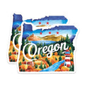 (2 Pack) Oregon Adventure Stickers - Oregon State - Nature Travel - 5" On Longest Side - Sticks to Smooth Flat Surfaces - Made in USA - BMCS6268