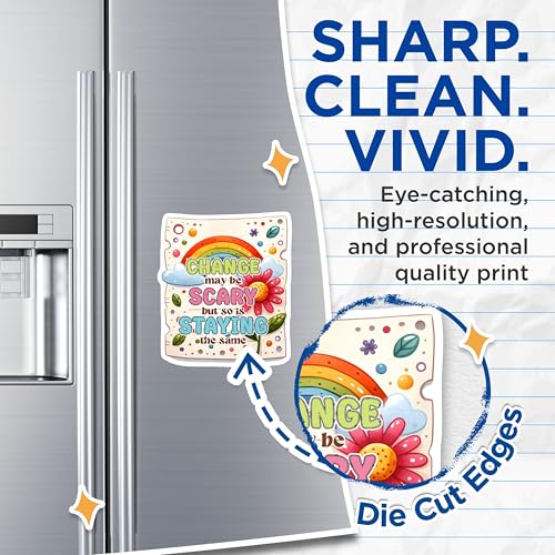 (2 Pack) Change May Be Scary But So is Staying The Same Magnets - Inspirational Quotes - 5" On Longest Side - for Cars, Fridges, Toolboxes - Made in USA -